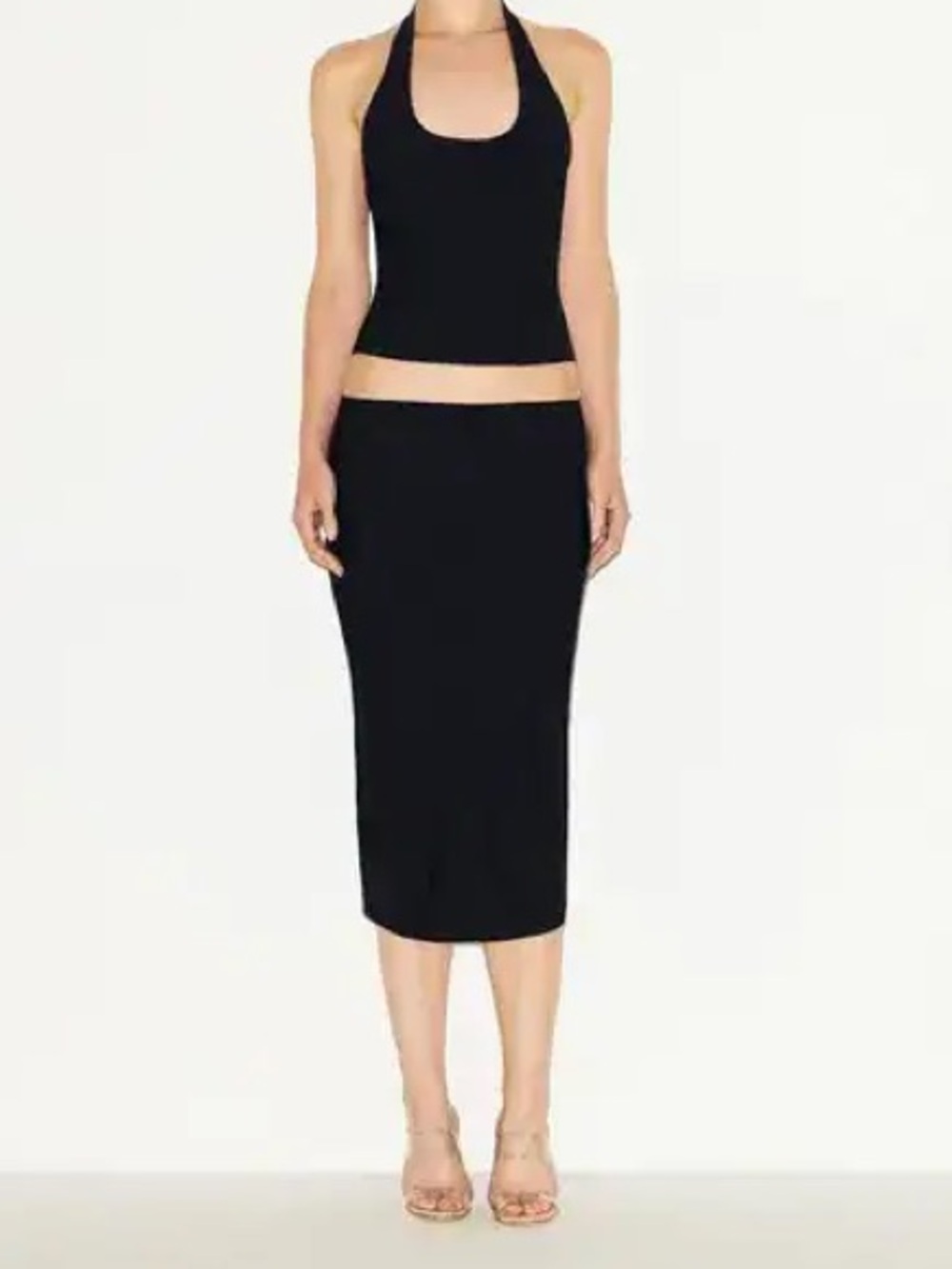 SKIMS Cling Matte Midi Skirt Obsidian Black XS NWOT Sold Out